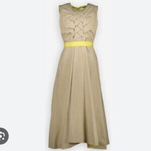 Roksanda Tan Braided Bow Back Sleeveless Midi Dress